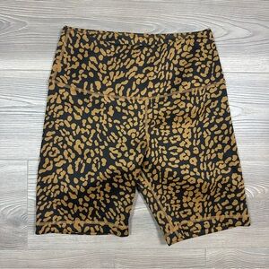 Tan Lines Leopard Print Bike Shorts M Brown Black Animal Print Stretch Fit
